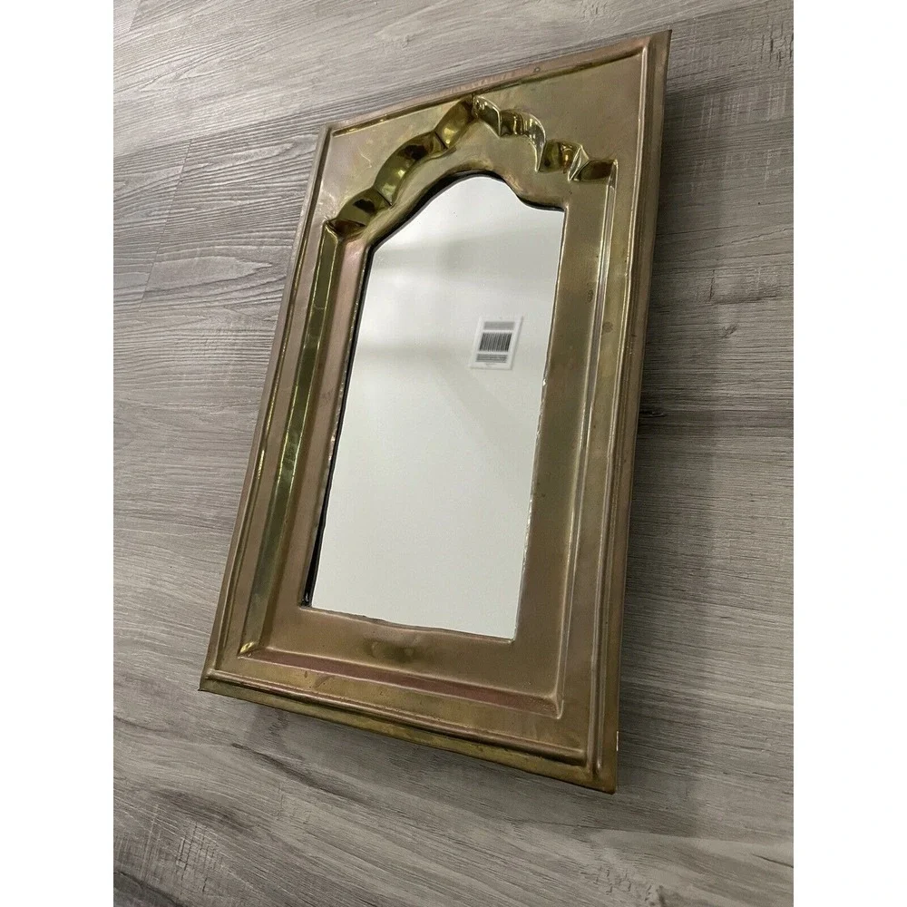 Vintage Rustic Brass Framed Wall Mounted Mirror 17